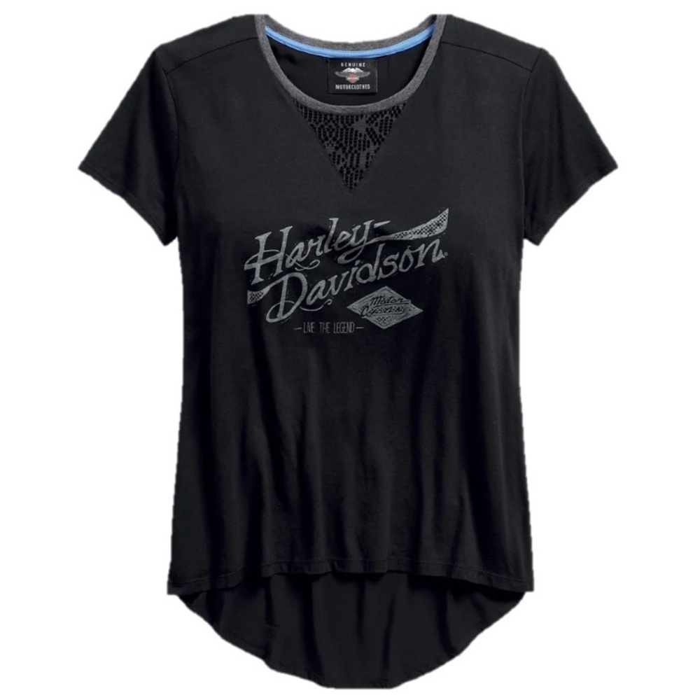 Harley-Davidson Ladies Lace Mesh Accent Crossover T-Shirt - Large